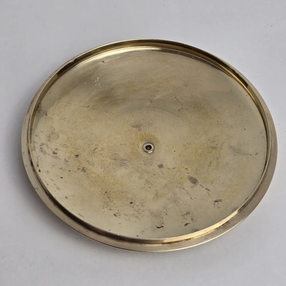 Vintage MCM Brass Floral Etched Round Trinket Dish India